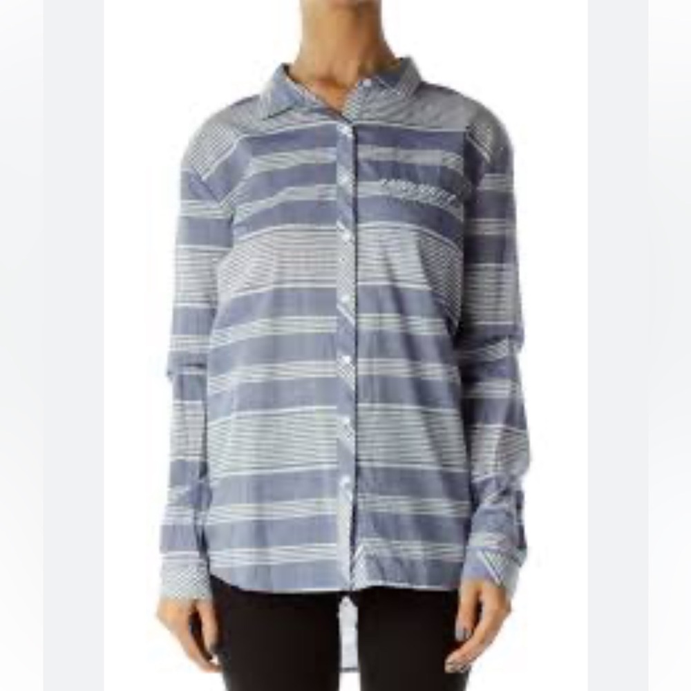 Lilli’s Closet Striped Button down 100% Cotton Shirt Top oversized Large